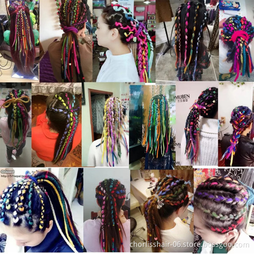 22'' Long Colorful Soft Nepal Felted Wool Handmade Afro Synthetic Dreadlocks Crochet Braids Hair For Kids And Adult Party Daily